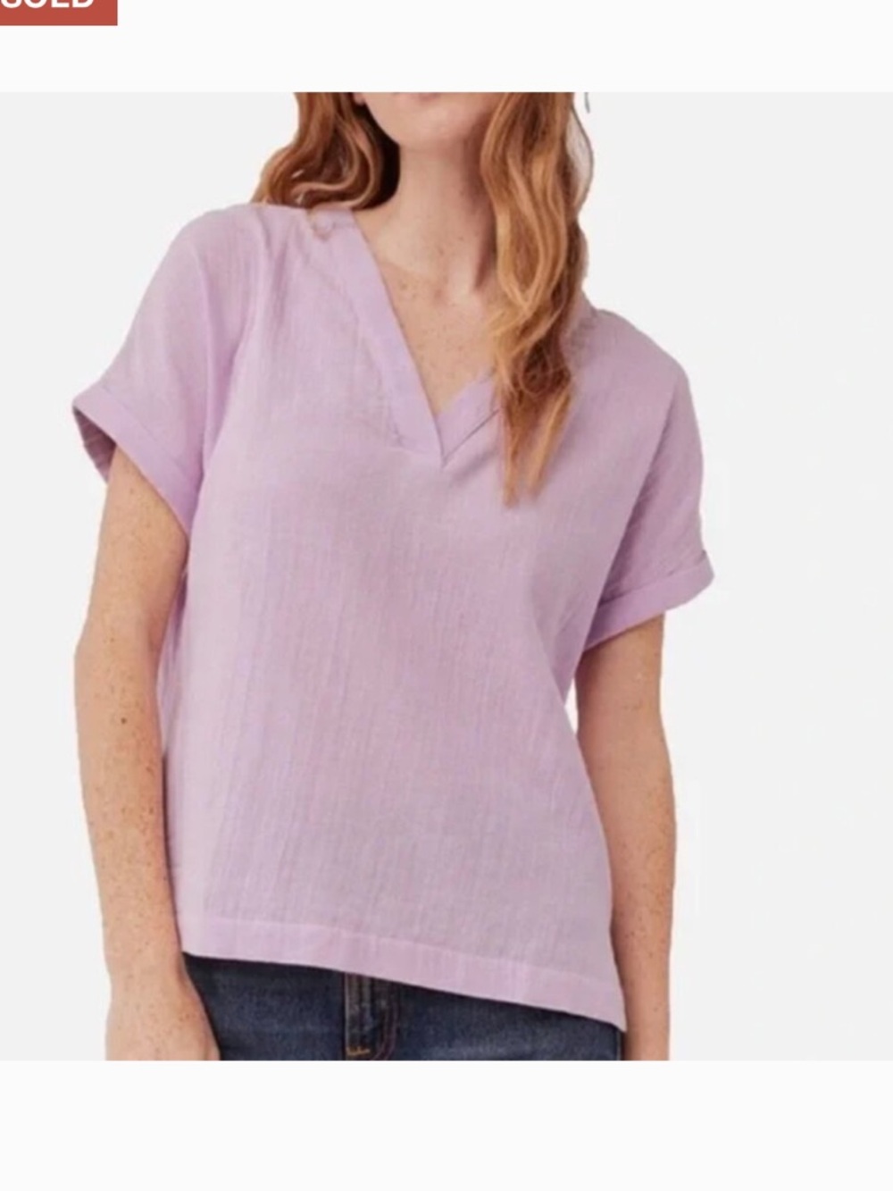 Pact Organic Cotton Gauze V Neck Top Lavender Lilac Size M/ L